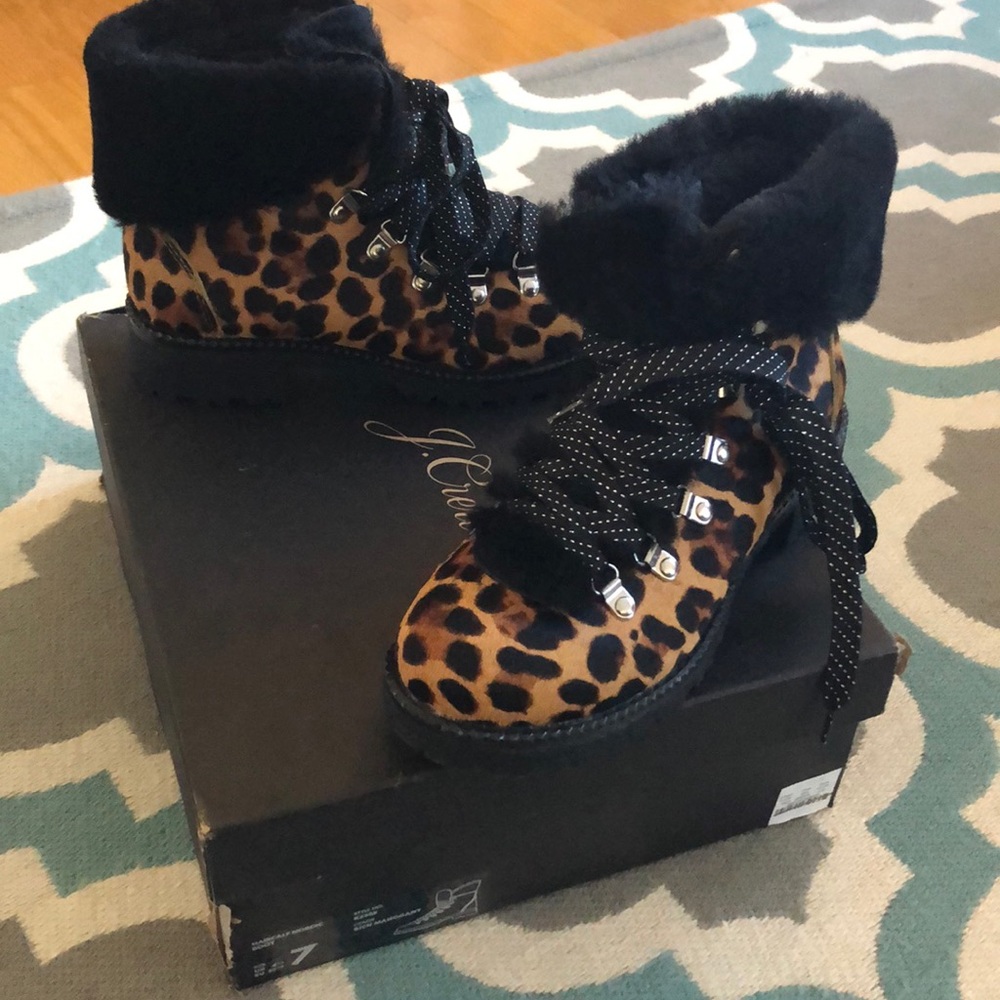 J Crew Nordic leopard print boots